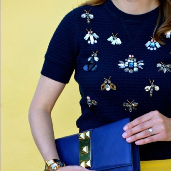 Banana Republic Jeweled Insect Basket Weave Top- Sz. XS - Picture 5 of 10